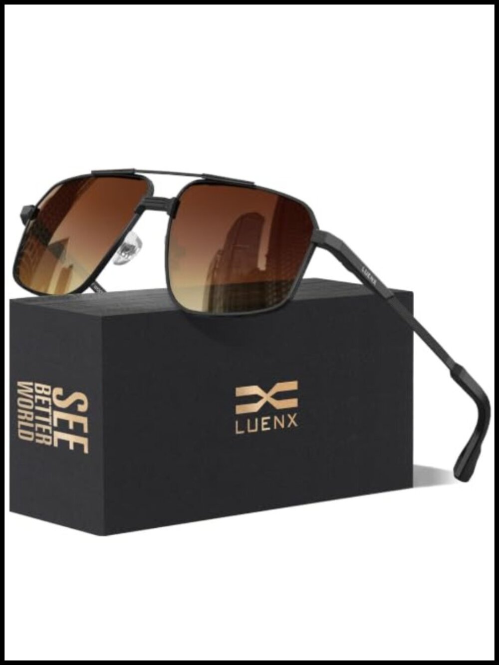 Polarized Square Aviator Sunglasses Metal Frame UV400 Driving